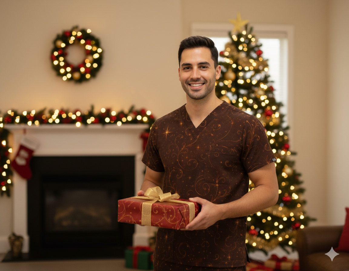 Midnight Ember Swirl Men’s Scrub Set