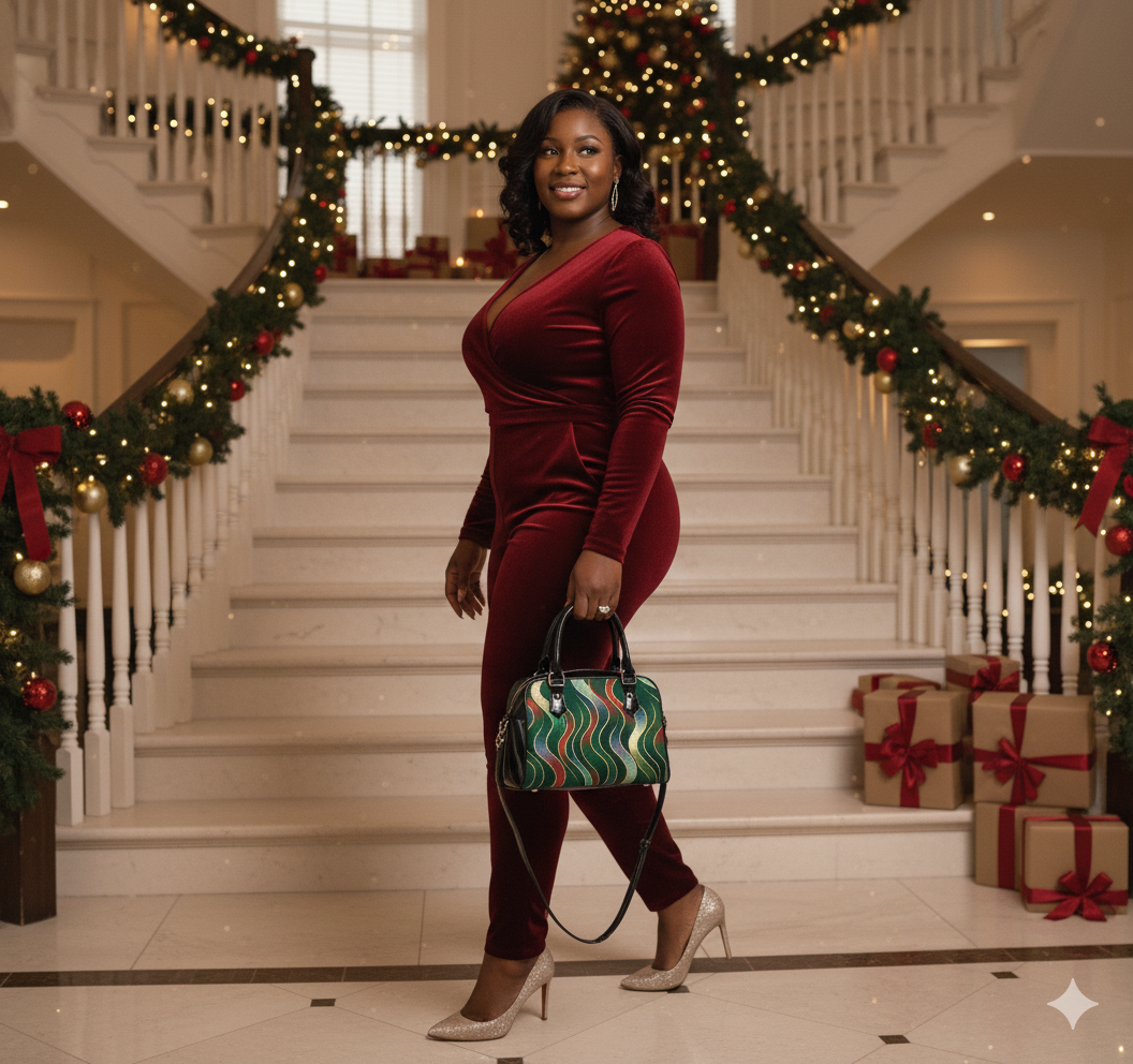 OMEP Luxe Holiday Wave Handbag (Red/Amber Glow)