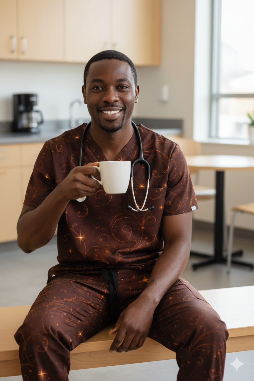 Midnight Ember Swirl Men’s Scrub Set