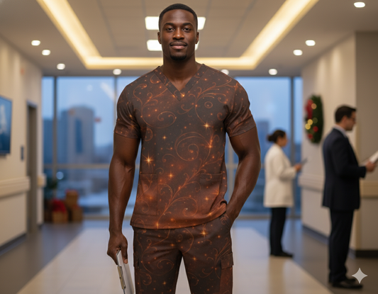 Midnight Ember Swirl Men’s Scrub Set